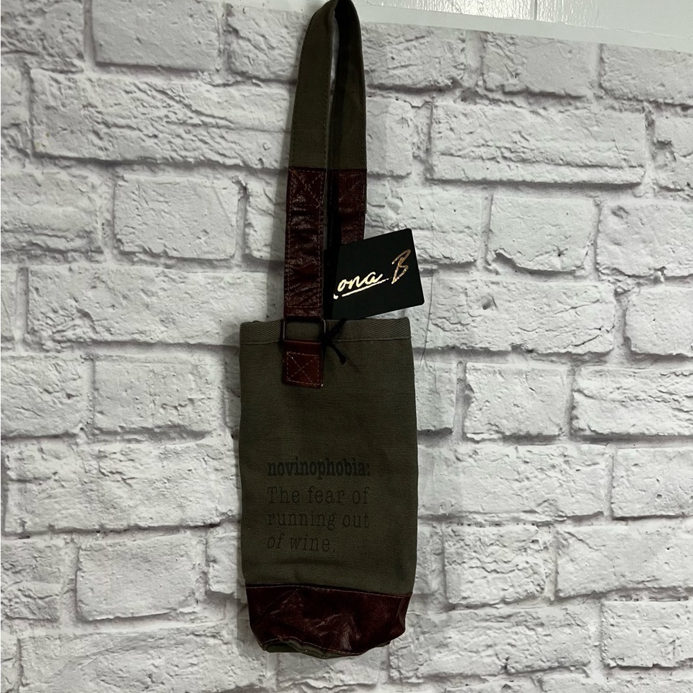 Mona B Wine Bag Holder Leather Canvas Shoulder Strap Tote Humor Gift  up…